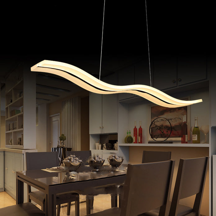 Scandinavian Modern Wave Acrylic LED Island Chandelier for Living Room