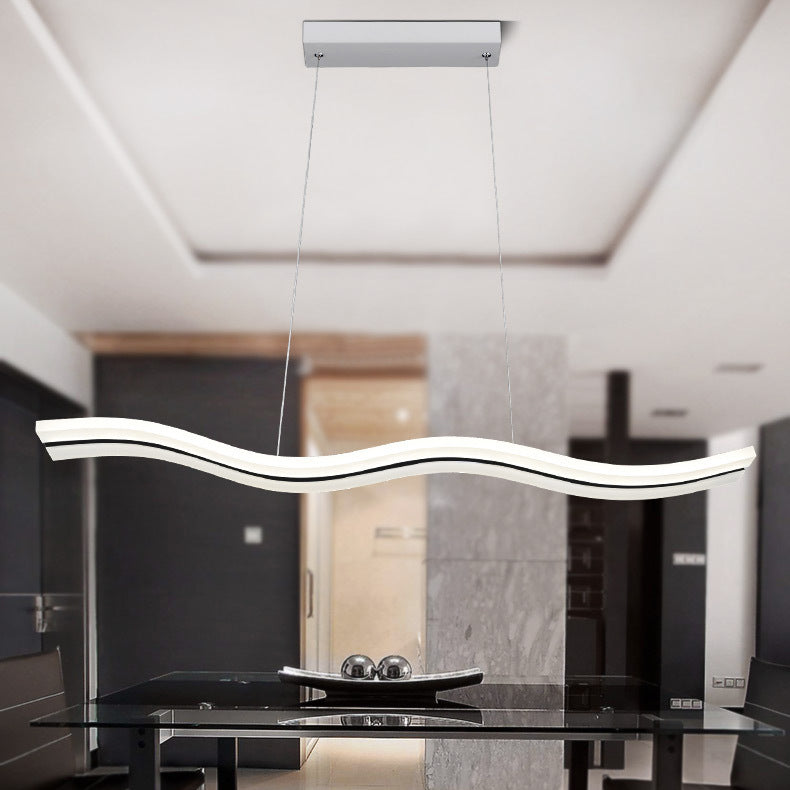Scandinavian Modern Wave Acrylic LED Island Chandelier for Living Room