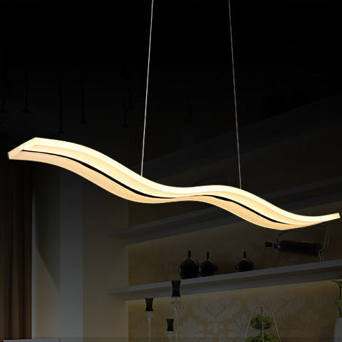 Scandinavian Modern Wave Acrylic LED Island Chandelier for Living Room