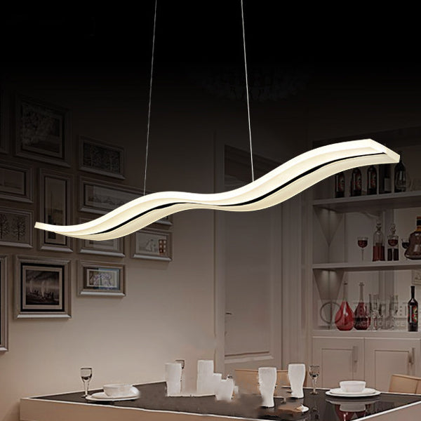 Scandinavian Modern Wave Acrylic LED Island Chandelier for Living Room