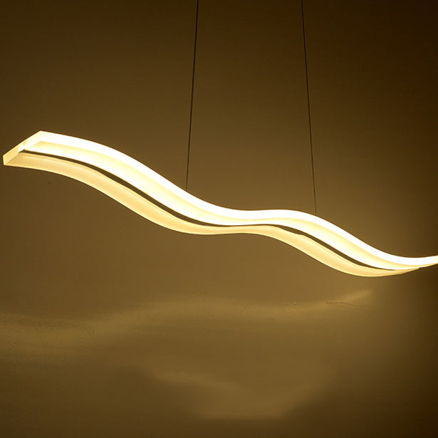 Scandinavian Modern Wave Acrylic LED Island Chandelier for Living Room