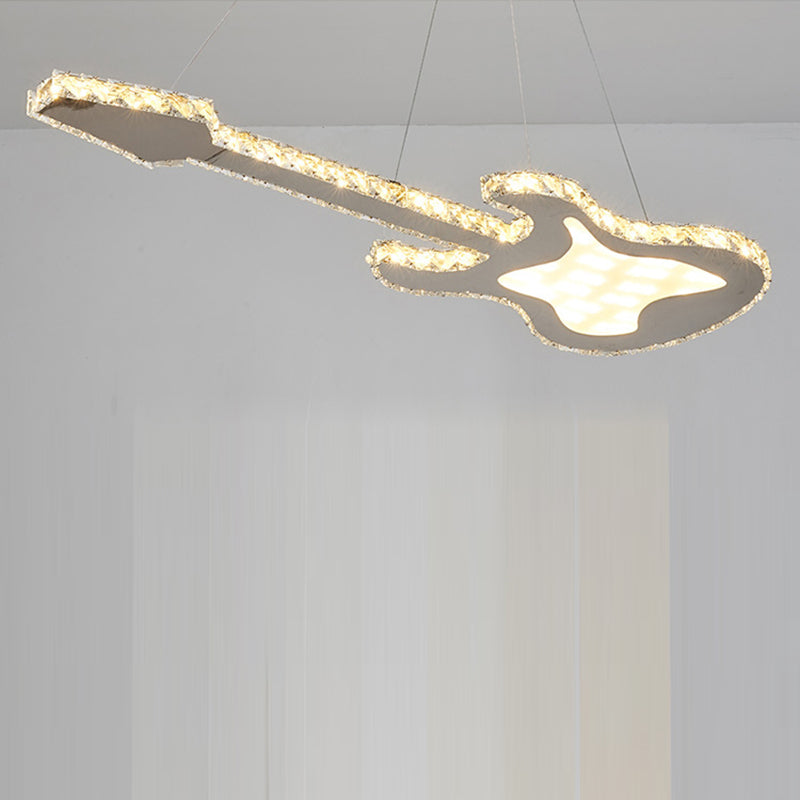 Contemporary Crystal LED Chandelier in Guitar Shape for Living Room