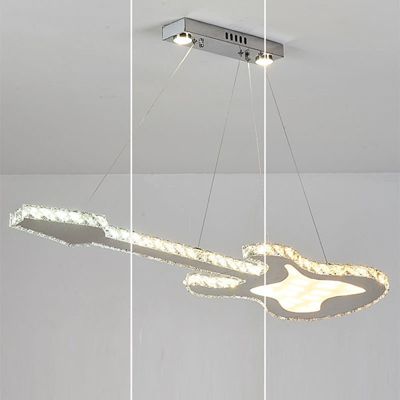 Contemporary Crystal LED Chandelier in Guitar Shape for Living Room