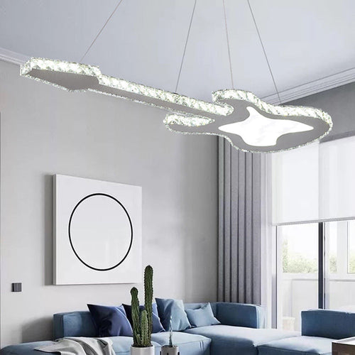 Contemporary Crystal LED Chandelier in Guitar Shape for Living Room