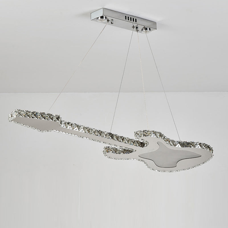Contemporary Crystal LED Chandelier in Guitar Shape for Living Room