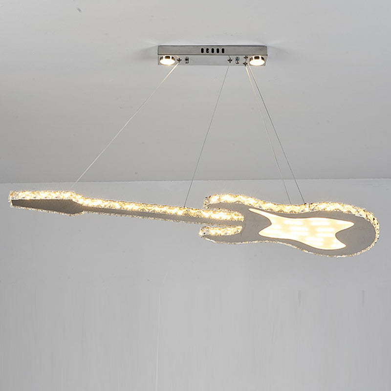 Contemporary Crystal LED Chandelier in Guitar Shape for Living Room