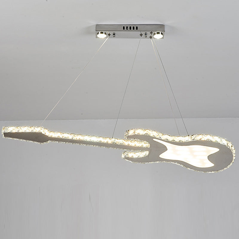 Contemporary Crystal LED Chandelier in Guitar Shape for Living Room