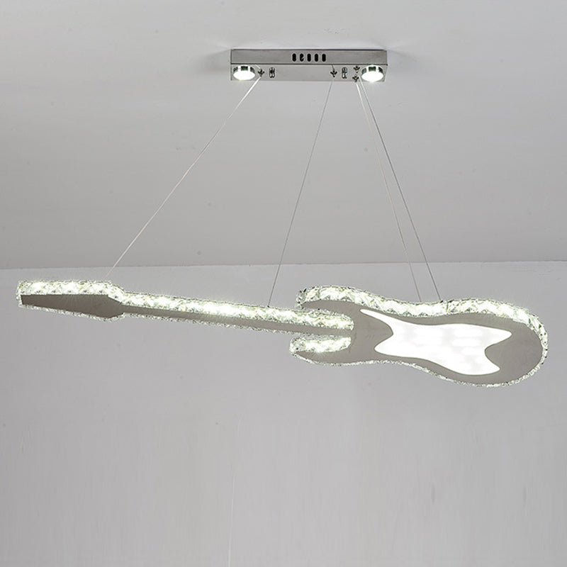 Contemporary Crystal LED Chandelier in Guitar Shape for Living Room