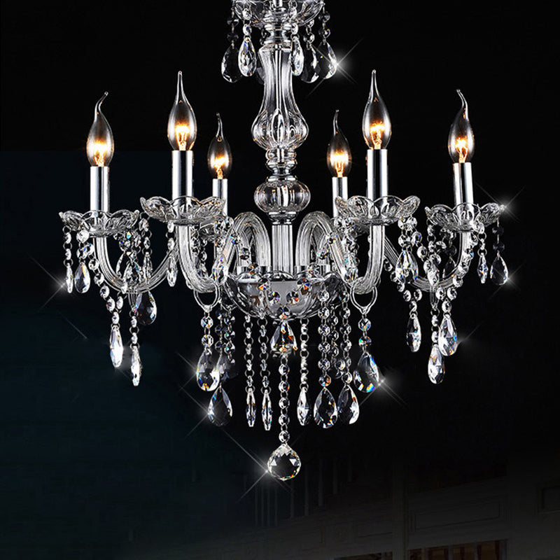 Stylish Scandinavian Crystal Glass Branch Chandelier for Living Room