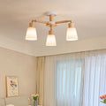 Scandinavian Style Round 3/6/8 Light PVC Wood Iron Chandelier for Living Room