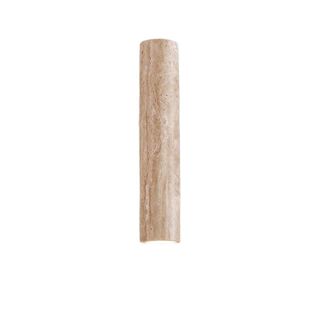 Scandinavian Yellow Travertine & Wood 2-Light Wall Sconce for Living Room