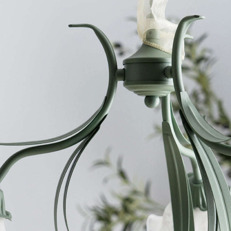 Elegant Traditional Glass & Iron Bellflower Chandelier for Living Room
