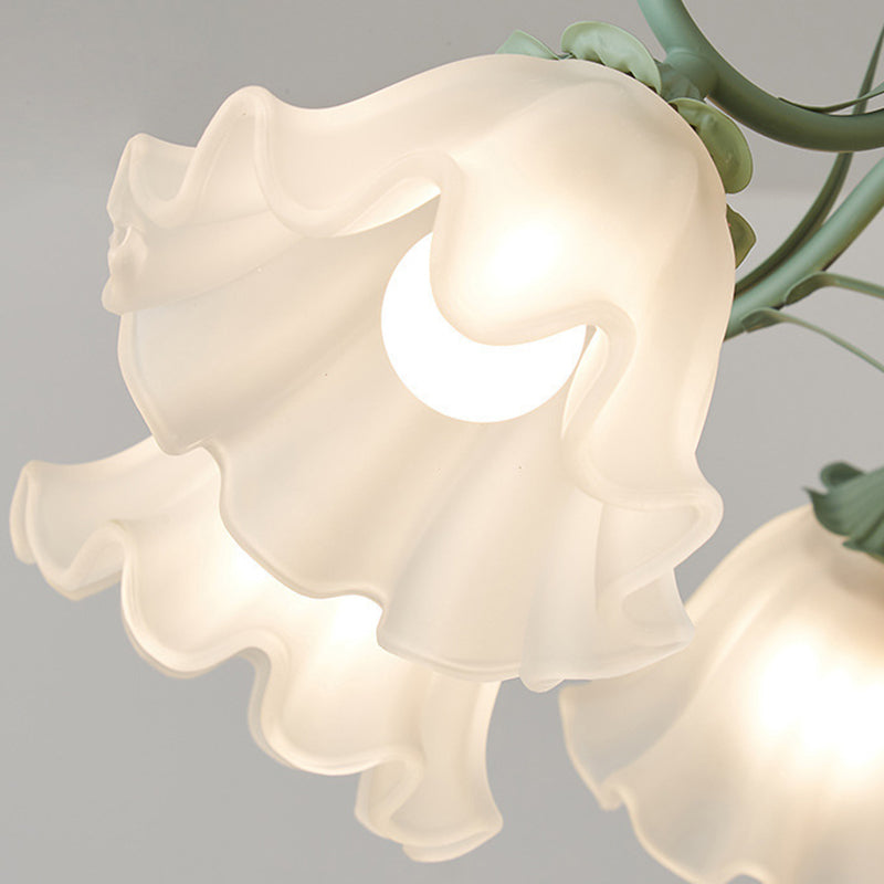 Elegant Traditional Glass & Iron Bellflower Chandelier for Living Room