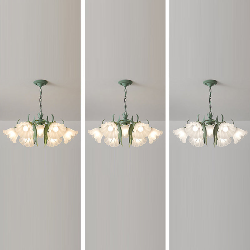 Elegant Traditional Glass & Iron Bellflower Chandelier for Living Room