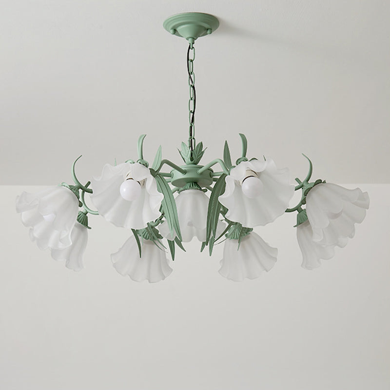 Elegant Traditional Glass & Iron Bellflower Chandelier for Living Room