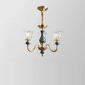 Vintage Floral Brass and Ceramic Round Chandelier for Living Room