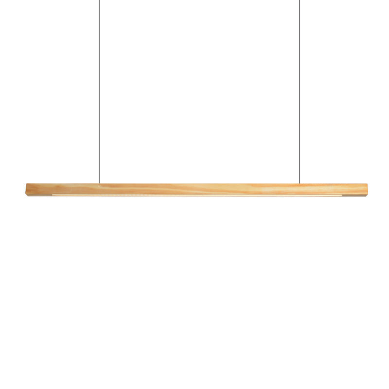 Modern Walnut Wood & Aluminum LED Chandelier for Dining Room Island