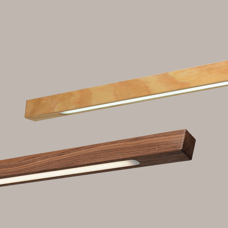 Modern Walnut Wood & Aluminum LED Chandelier for Dining Room Island