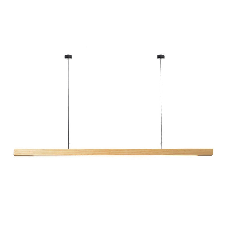Modern Walnut Wood & Aluminum LED Chandelier for Dining Room Island