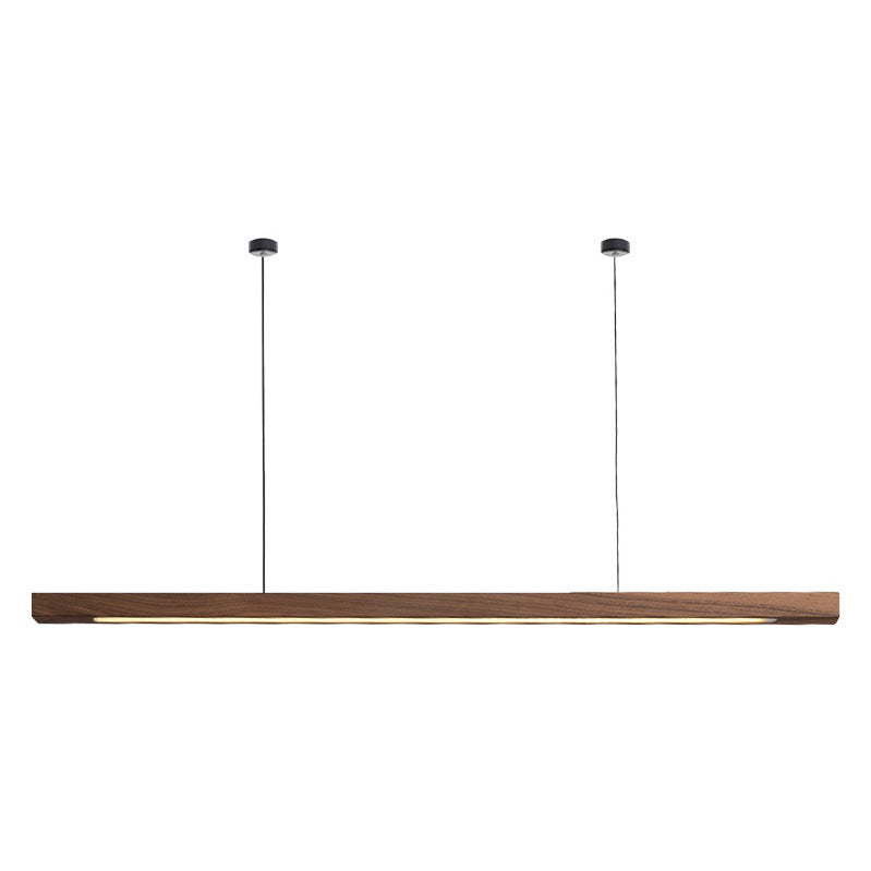 Modern Walnut Wood & Aluminum LED Chandelier for Dining Room Island