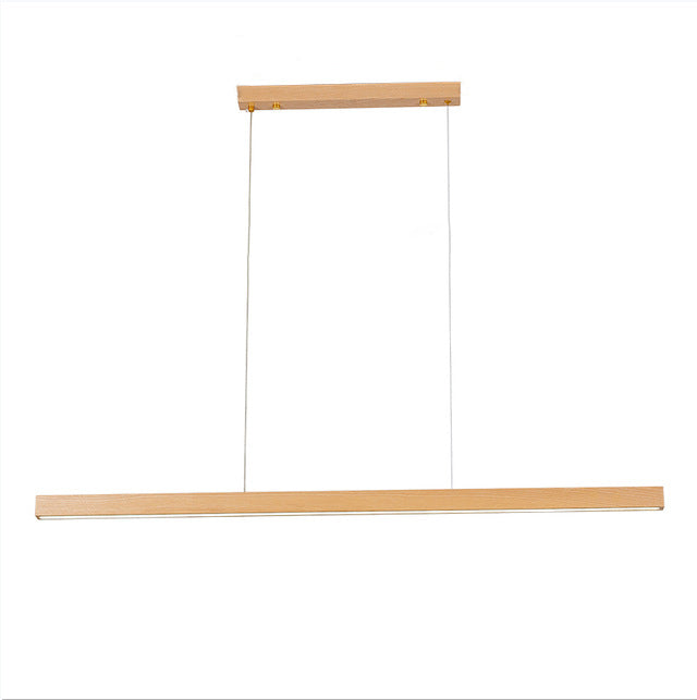 Modern Walnut & Aluminum LED Chandelier for Dining Room Island Lighting
