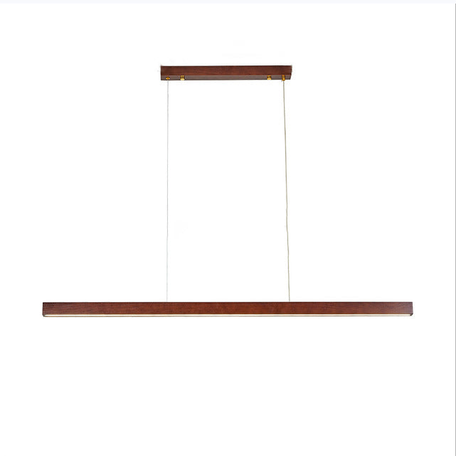 Modern Walnut & Aluminum LED Chandelier for Dining Room Island Lighting