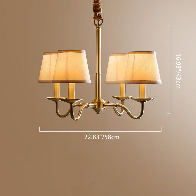 Vintage Copper Fabric Chandelier with Curved Branch Design for Living Room