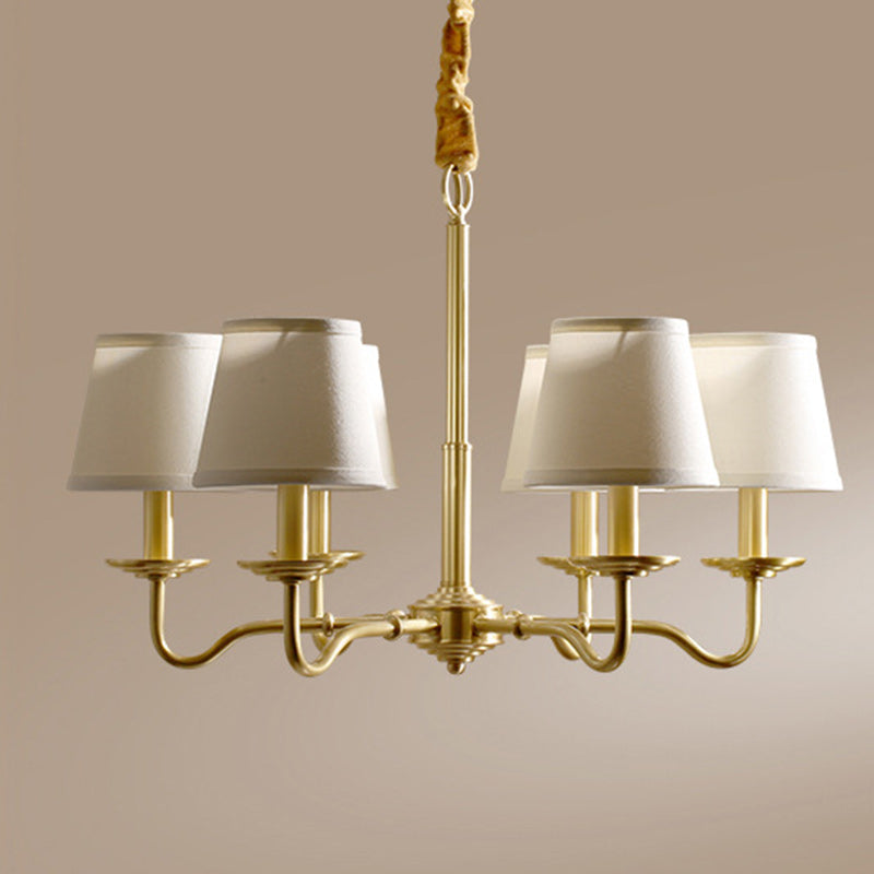 Vintage Copper Fabric Chandelier with Curved Branch Design for Living Room