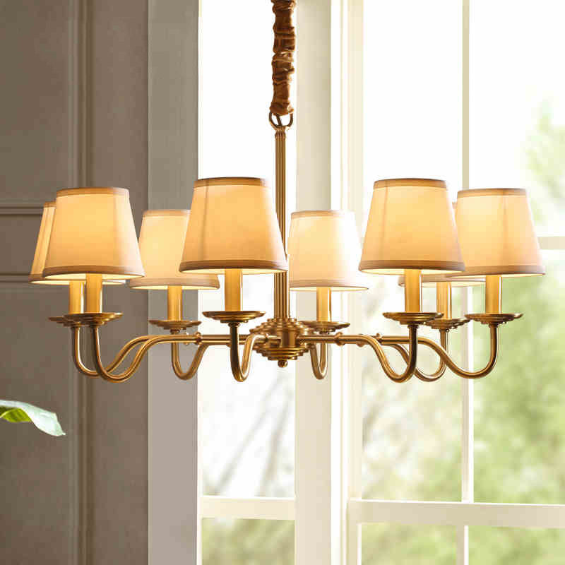 Vintage Copper Fabric Chandelier with Curved Branch Design for Living Room