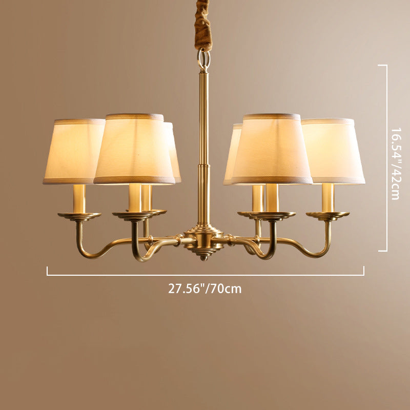Vintage Copper Fabric Chandelier with Curved Branch Design for Living Room