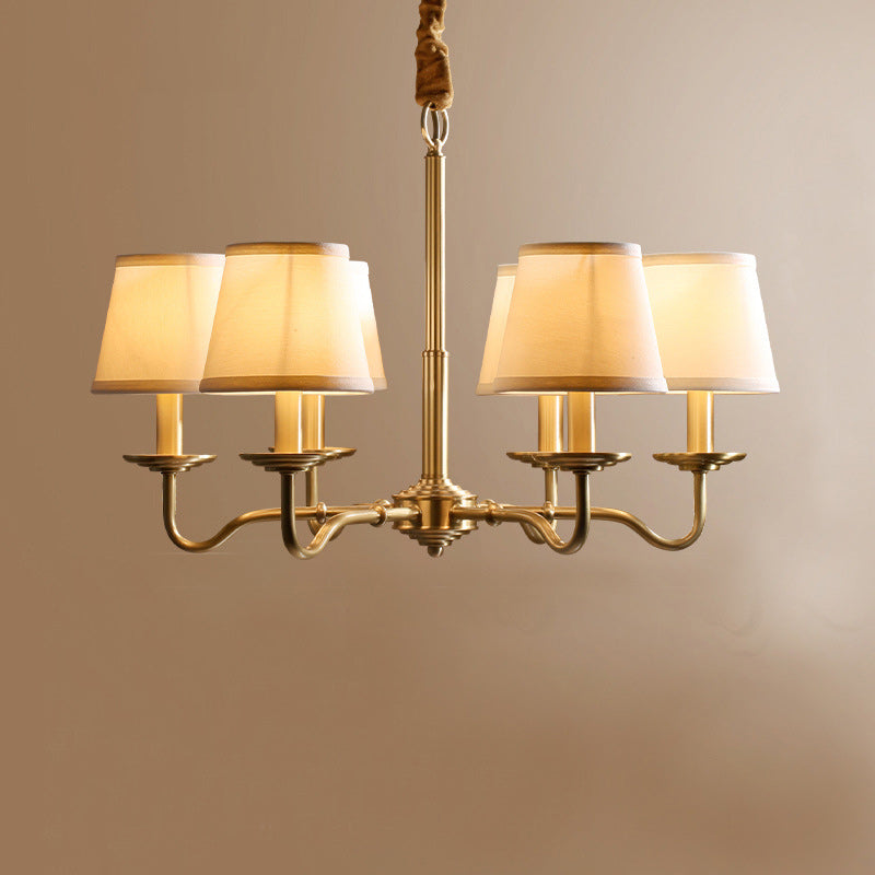 Vintage Copper Fabric Chandelier with Curved Branch Design for Living Room