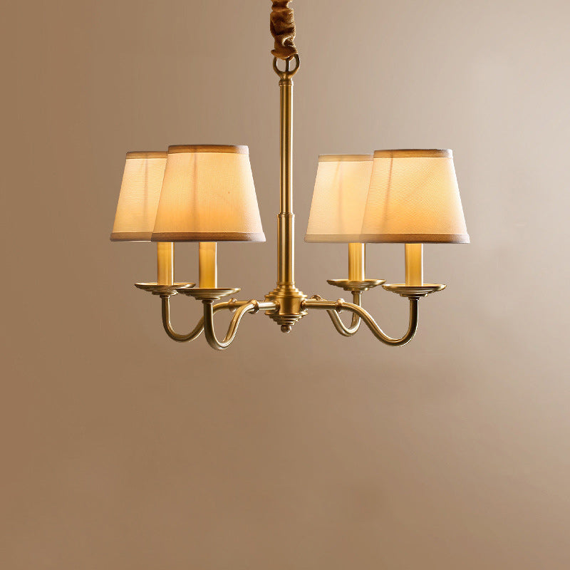 Vintage Copper Fabric Chandelier with Curved Branch Design for Living Room