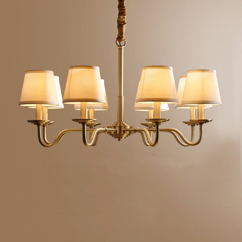 Vintage Copper Fabric Chandelier with Curved Branch Design for Living Room