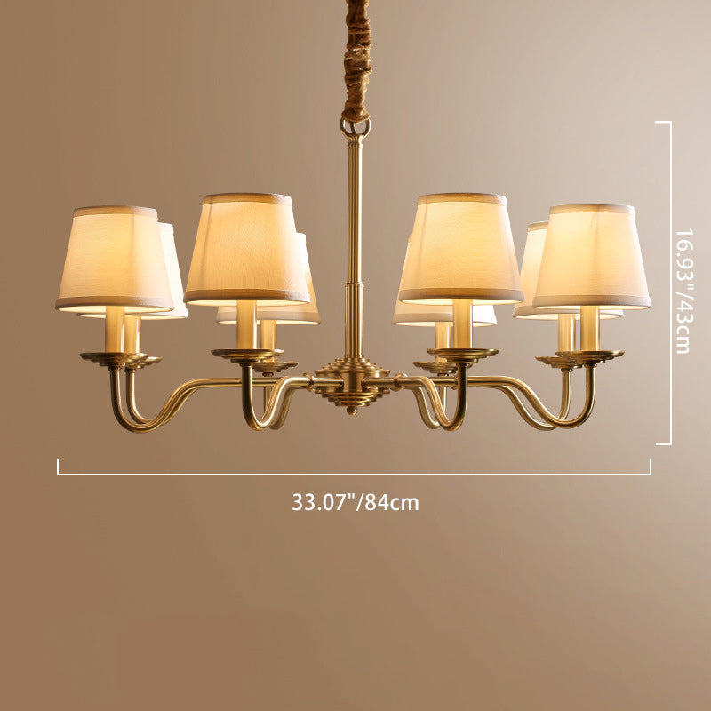 Vintage Copper Fabric Chandelier with Curved Branch Design for Living Room