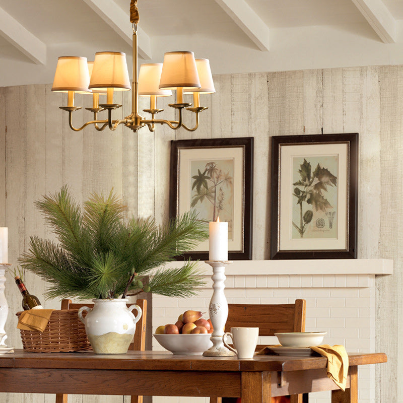 Vintage Copper Fabric Chandelier with Curved Branch Design for Living Room
