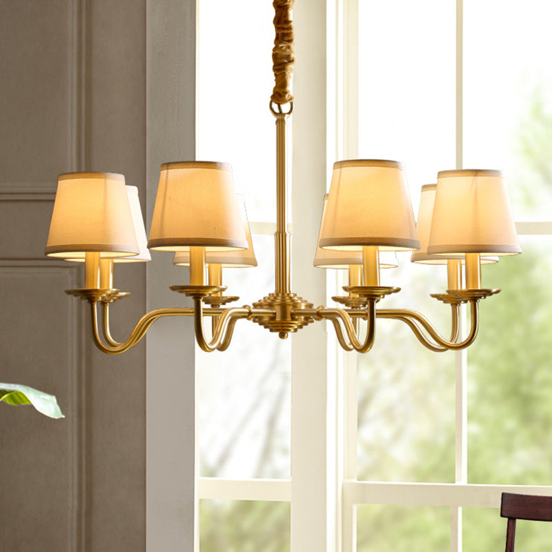 Vintage Copper Fabric Chandelier with Curved Branch Design for Living Room