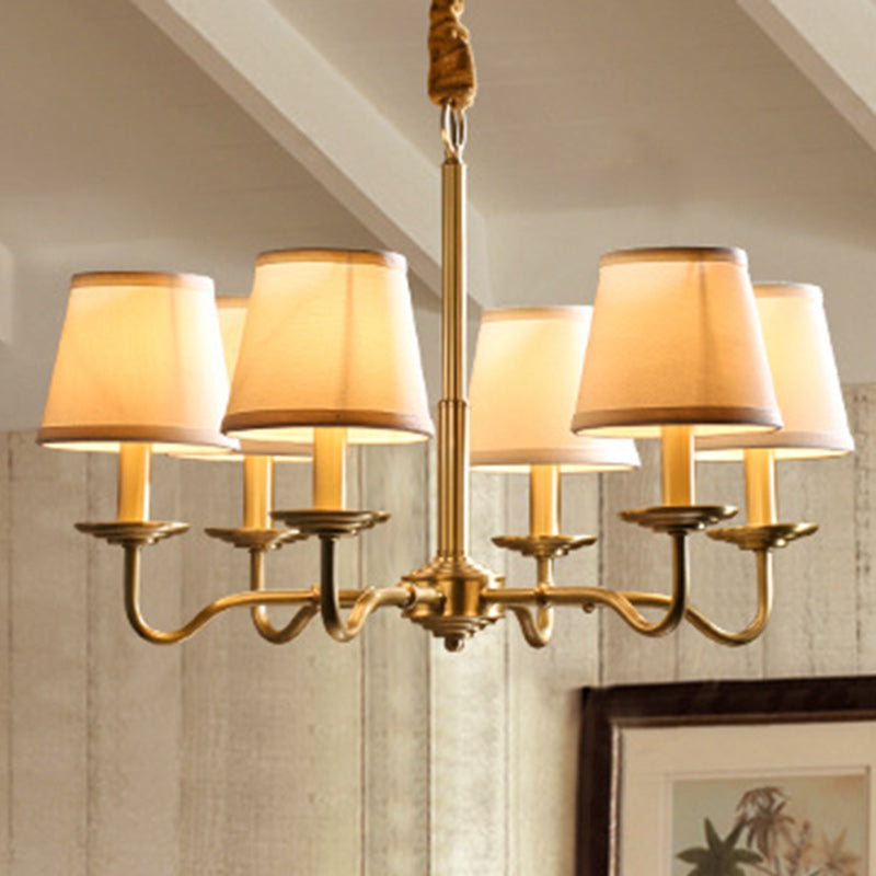 Vintage Copper Fabric Chandelier with Curved Branch Design for Living Room