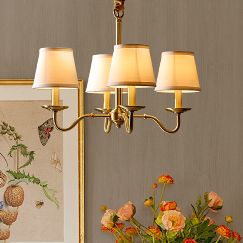 Vintage Copper Fabric Chandelier with Curved Branch Design for Living Room