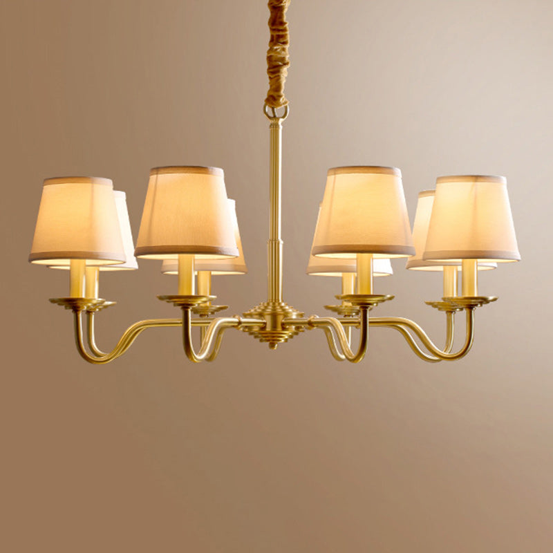 Vintage Copper Fabric Chandelier with Curved Branch Design for Living Room