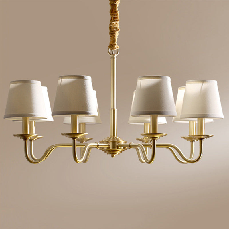 Vintage Copper Fabric Chandelier with Curved Branch Design for Living Room