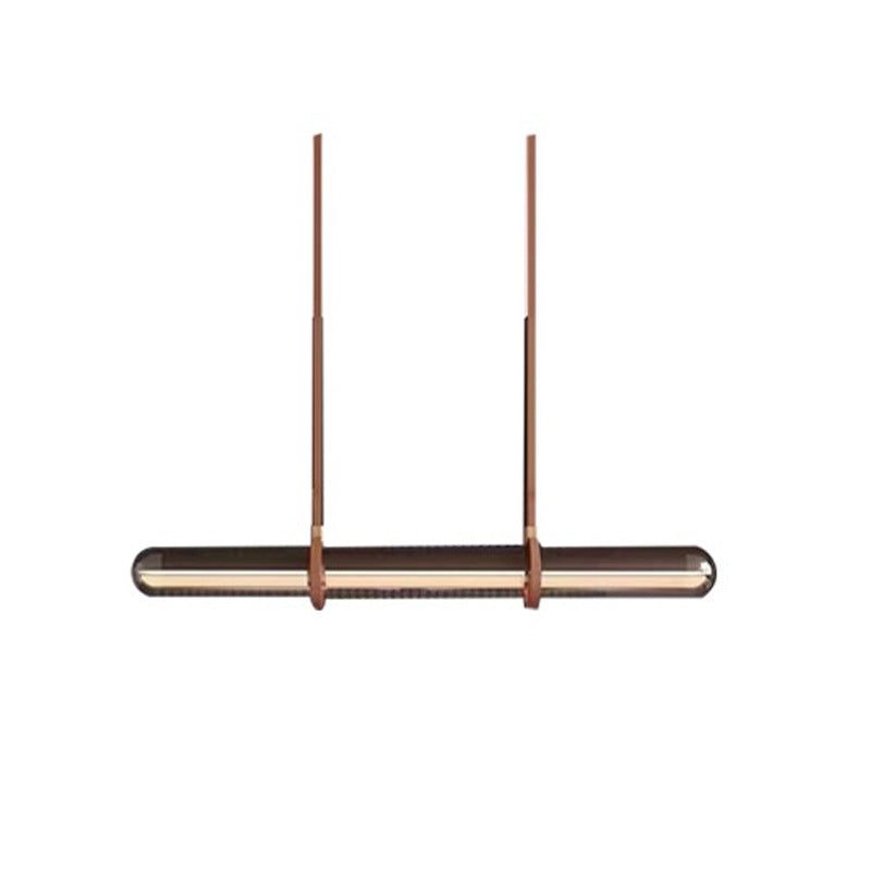 Sleek Clear Glass LED Cylinder Chandelier for Dining Room Island Lighting