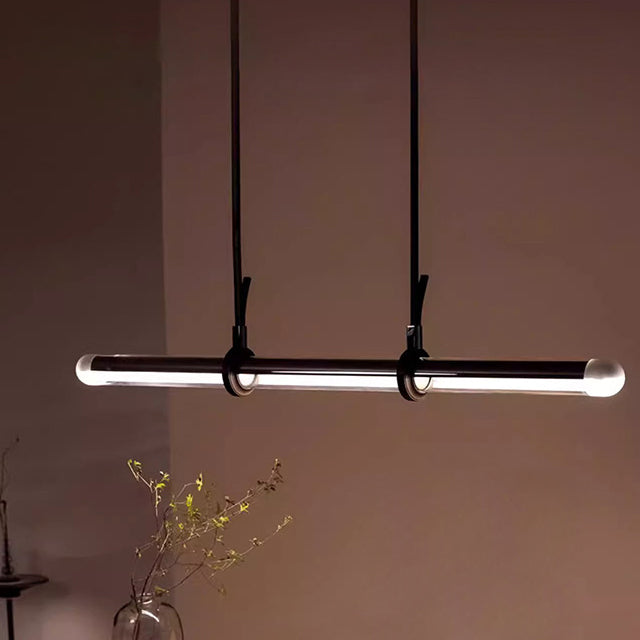 Sleek Clear Glass LED Cylinder Chandelier for Dining Room Island Lighting