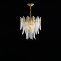 Modern Round Layered Glass & Metal Feather Chandelier for Living Room