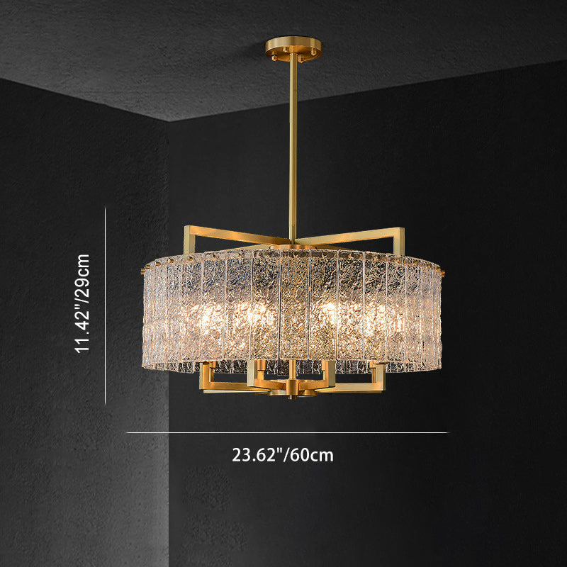 Modern Brass Round Rectangle Glass Chandelier for Dining Room Illumination