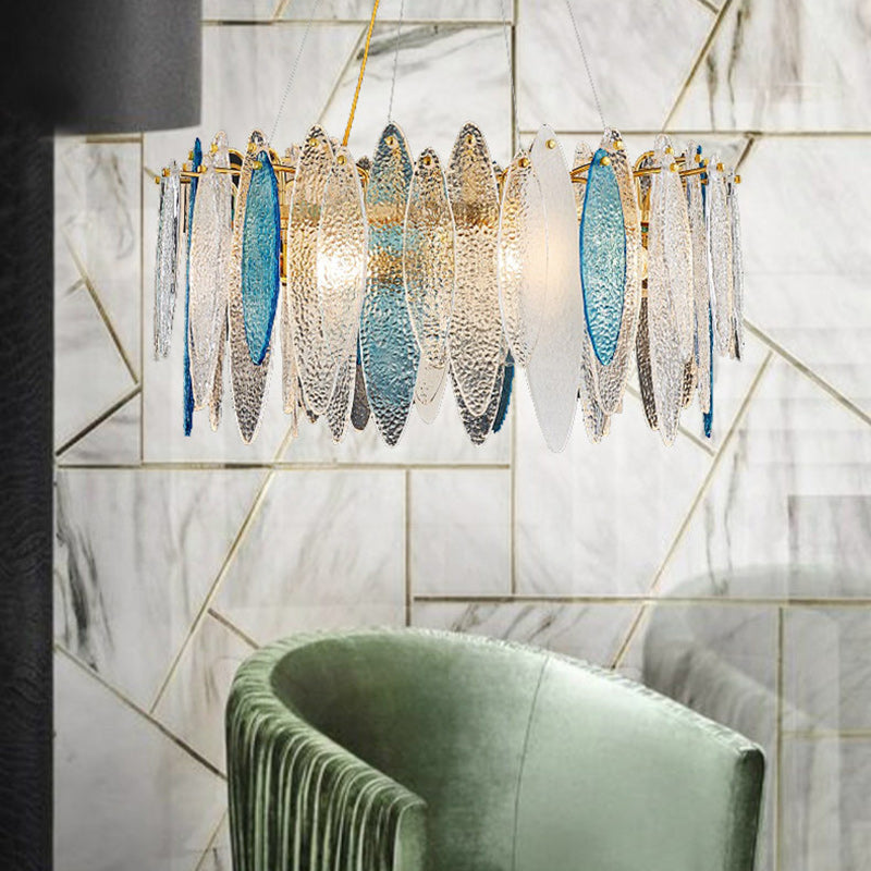 Modern White Feather Glass Chandelier Pendant Light for Living Room