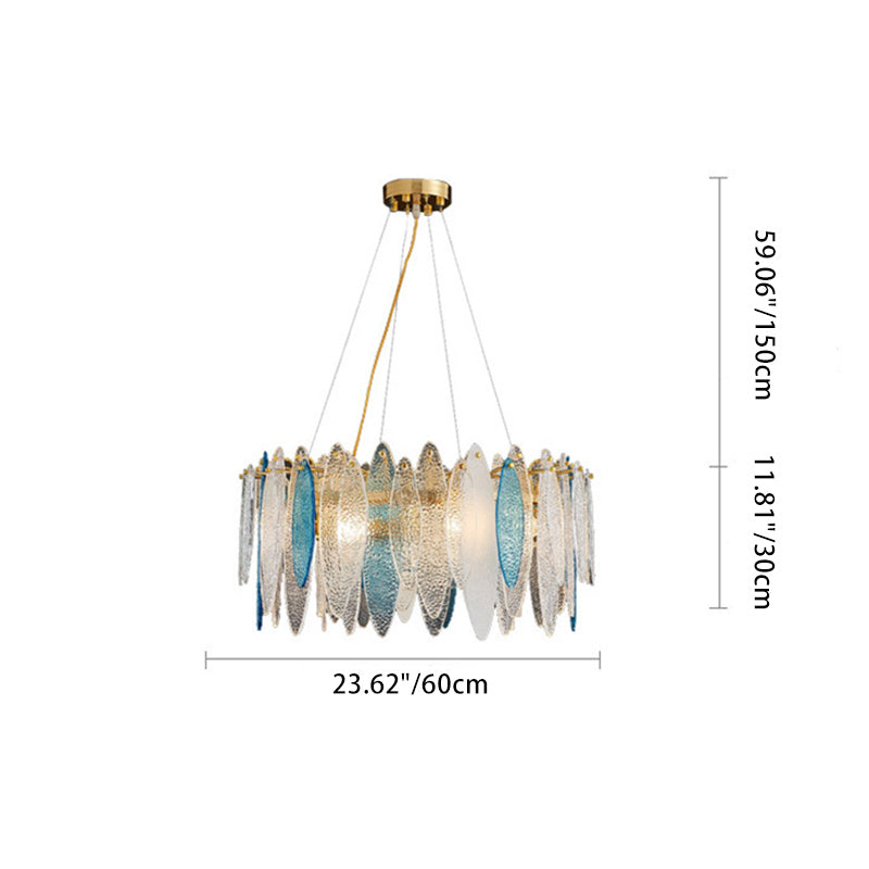 Modern White Feather Glass Chandelier Pendant Light for Living Room