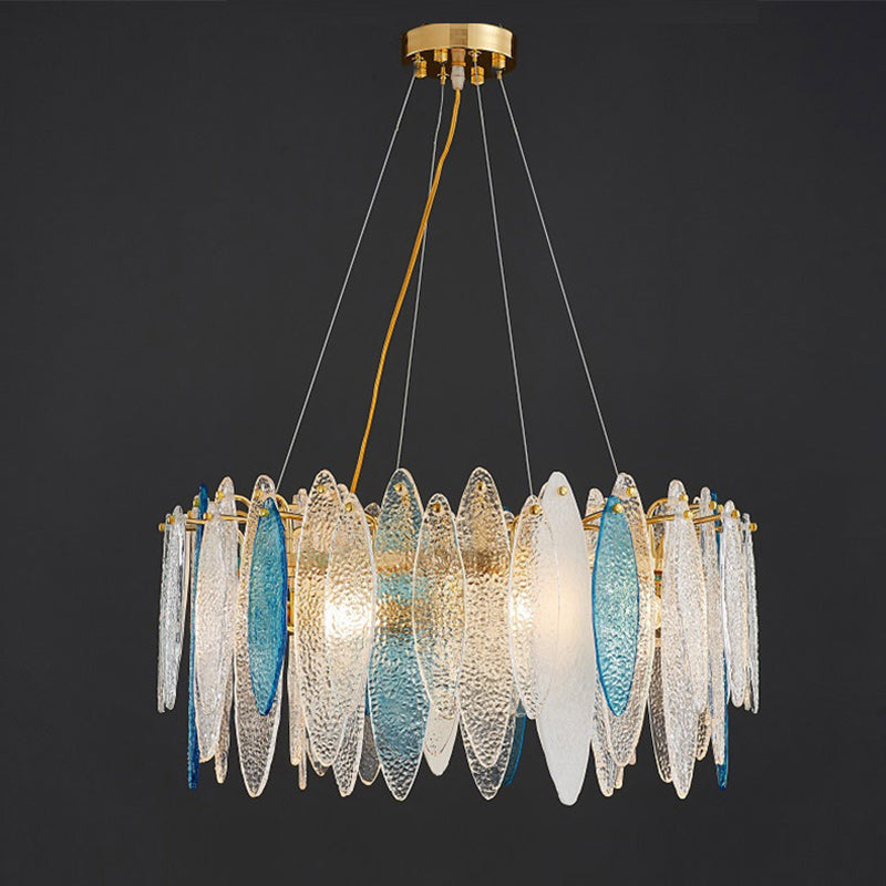 Modern White Feather Glass Chandelier Pendant Light for Living Room