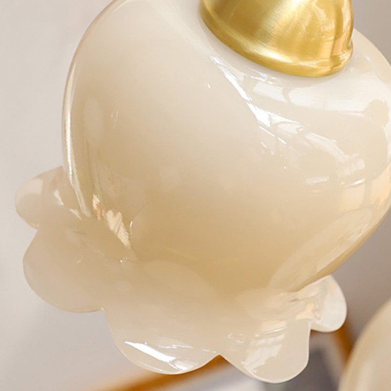 Elegant Brass Bellflower Chandelier with Resin Accents for Living Room
