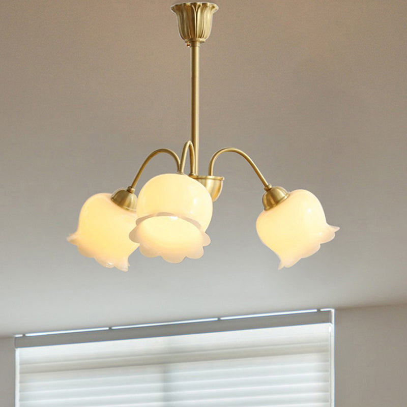 Elegant Brass Bellflower Chandelier with Resin Accents for Living Room