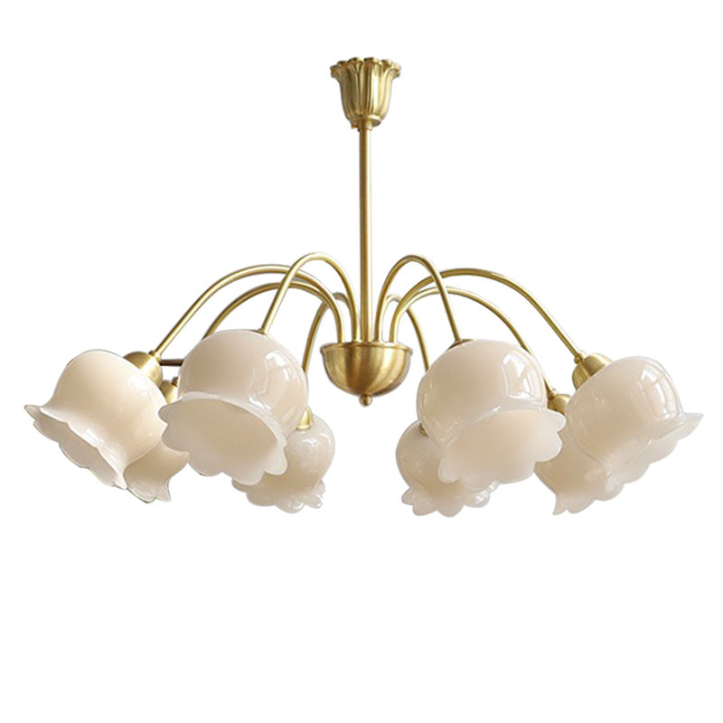Elegant Brass Bellflower Chandelier with Resin Accents for Living Room